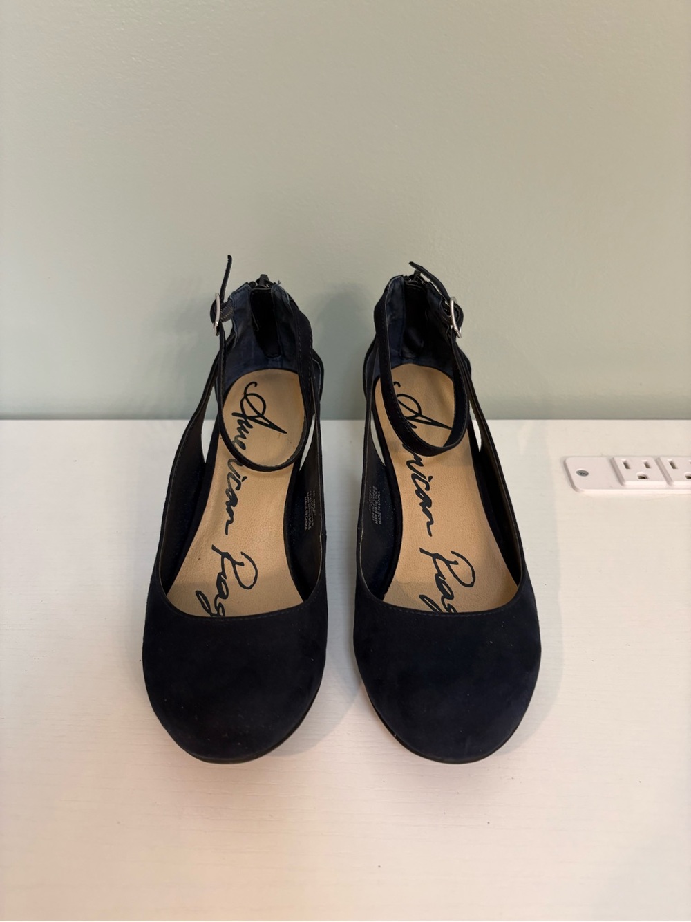 American Rag Black Wedge Ankle-Strap Pumps